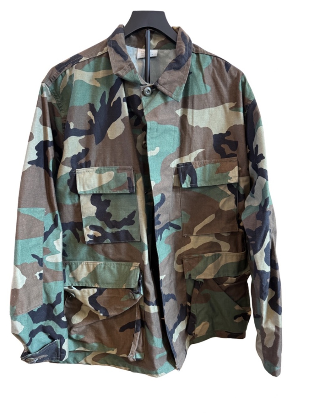 Vintage 1980'S US Military Camouflage Woodland Camo BDU Jacket Made in USA - XL